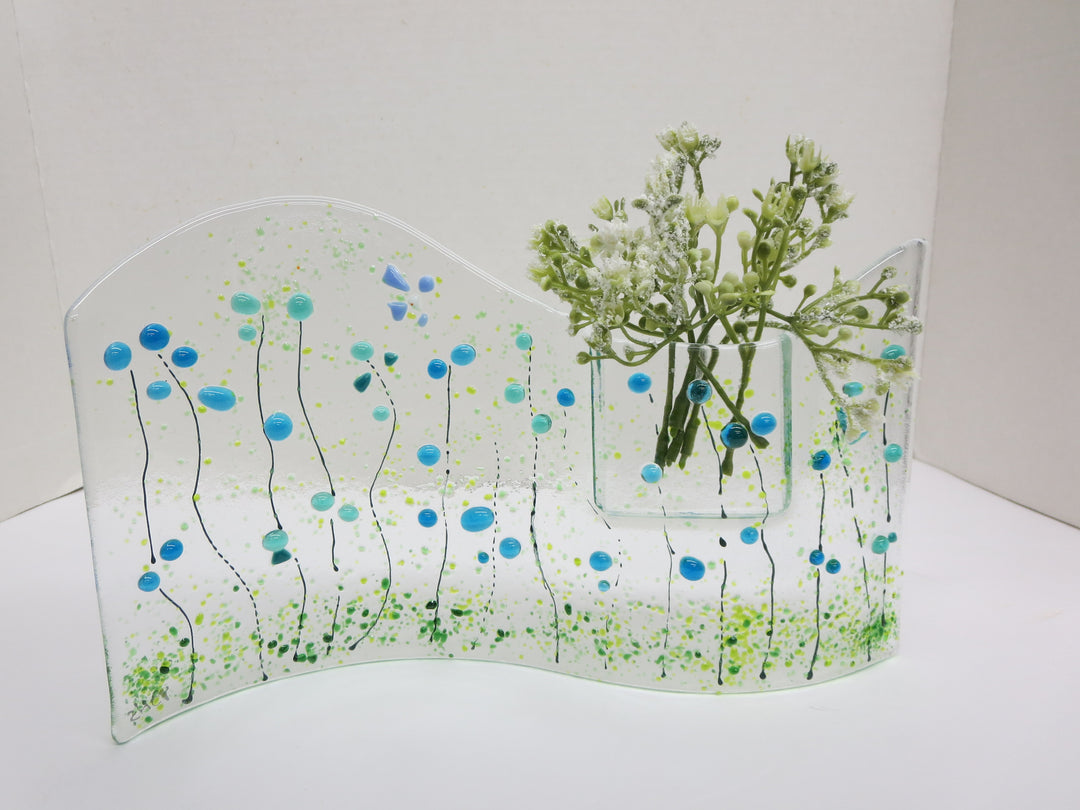 S Curve Blue Flowers