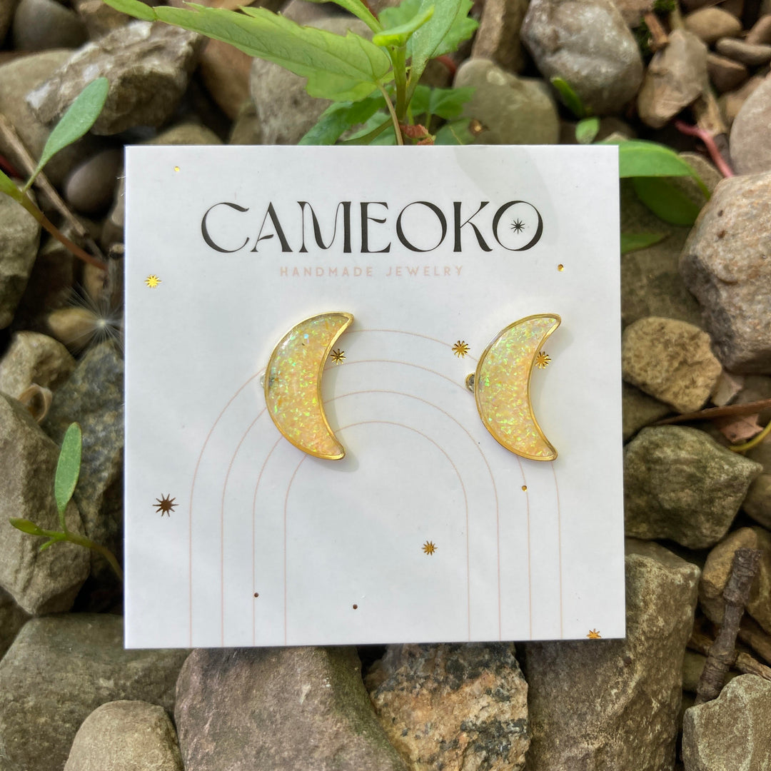 Opal Moon Post Earrings Yellow Candy