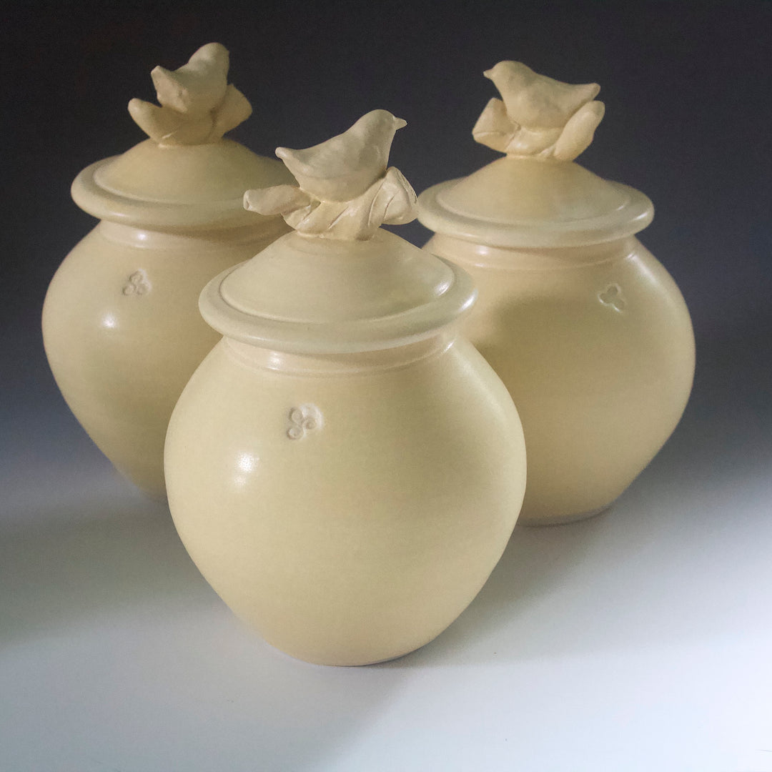 Bird + Branch Jar Matte Yellow