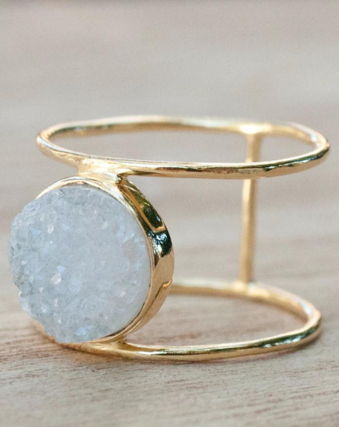 Helen Vermeil White Druzy Ring