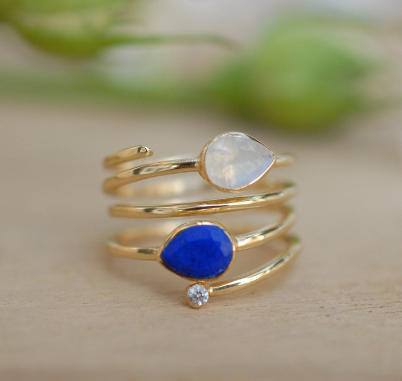 Leticia Ring Lapis & Moonstone 7