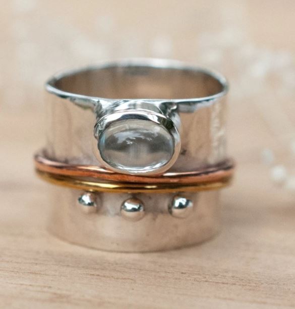 Libby Meditation Ring Blue Topaz SS 10