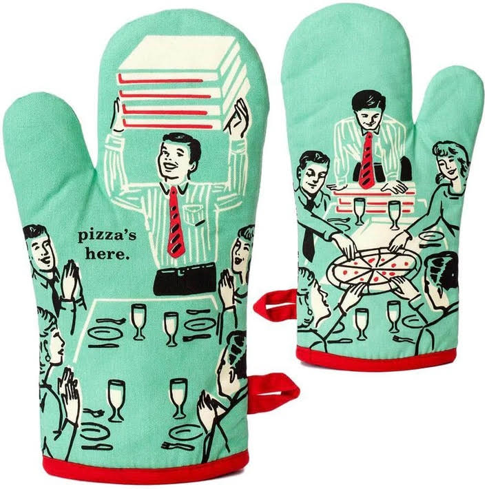 Pizza's Here Oven Mitt