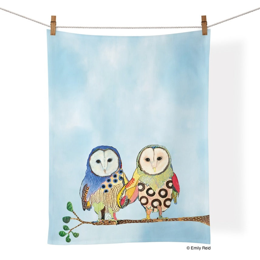 Cotton Tea Towel Owl Love