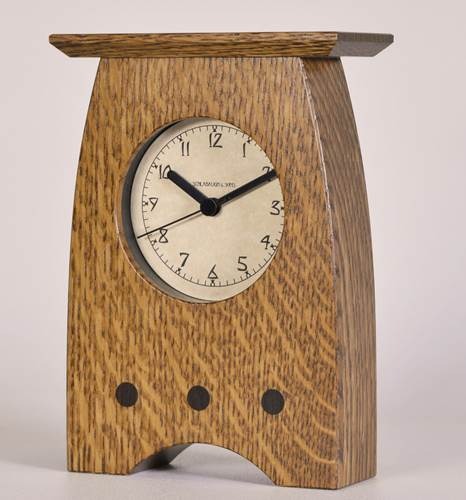 Arts + Crafts Mantel Clock Nut Brown Oak