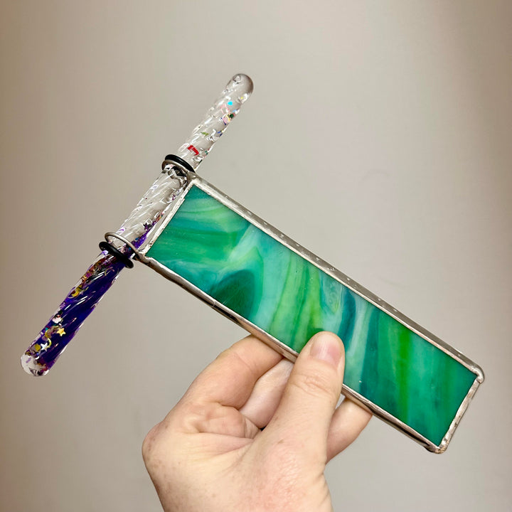 Wand Kaleidoscope Slag Glass Blue + Green