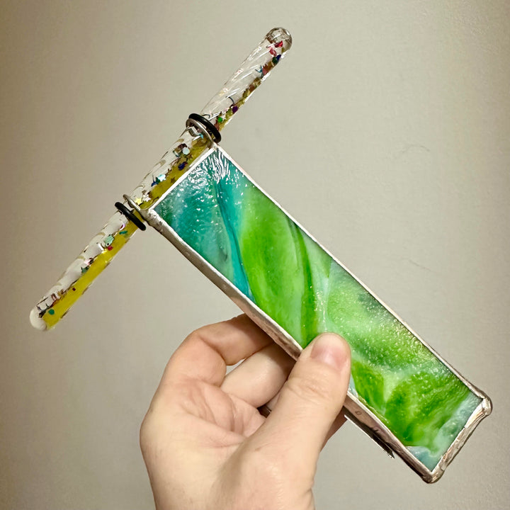 Wand Kaleidoscope Slag Glass Blue + Green
