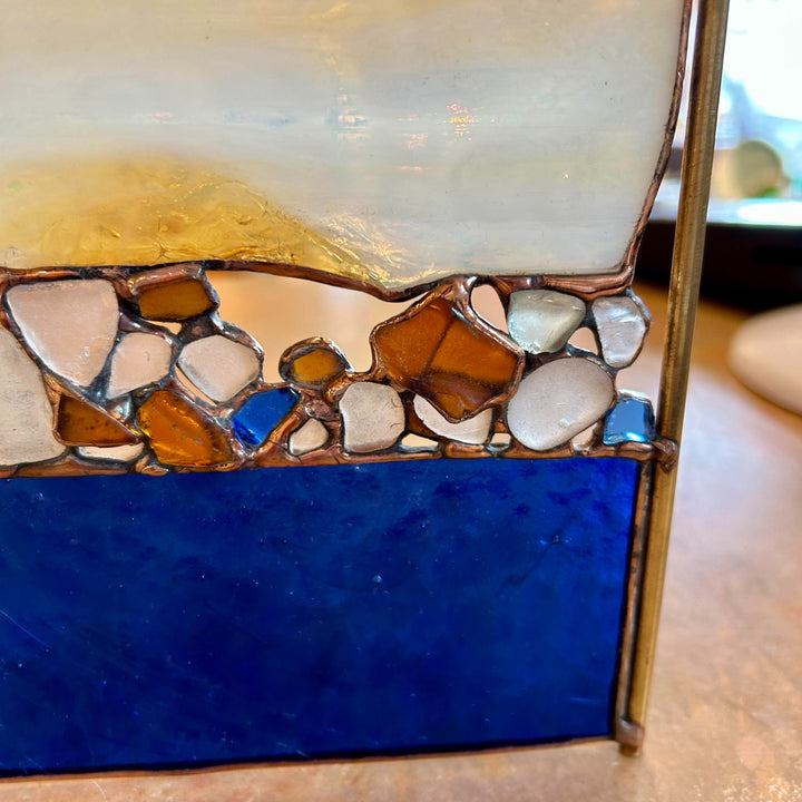 Blue + Amber Beach Glass Panel