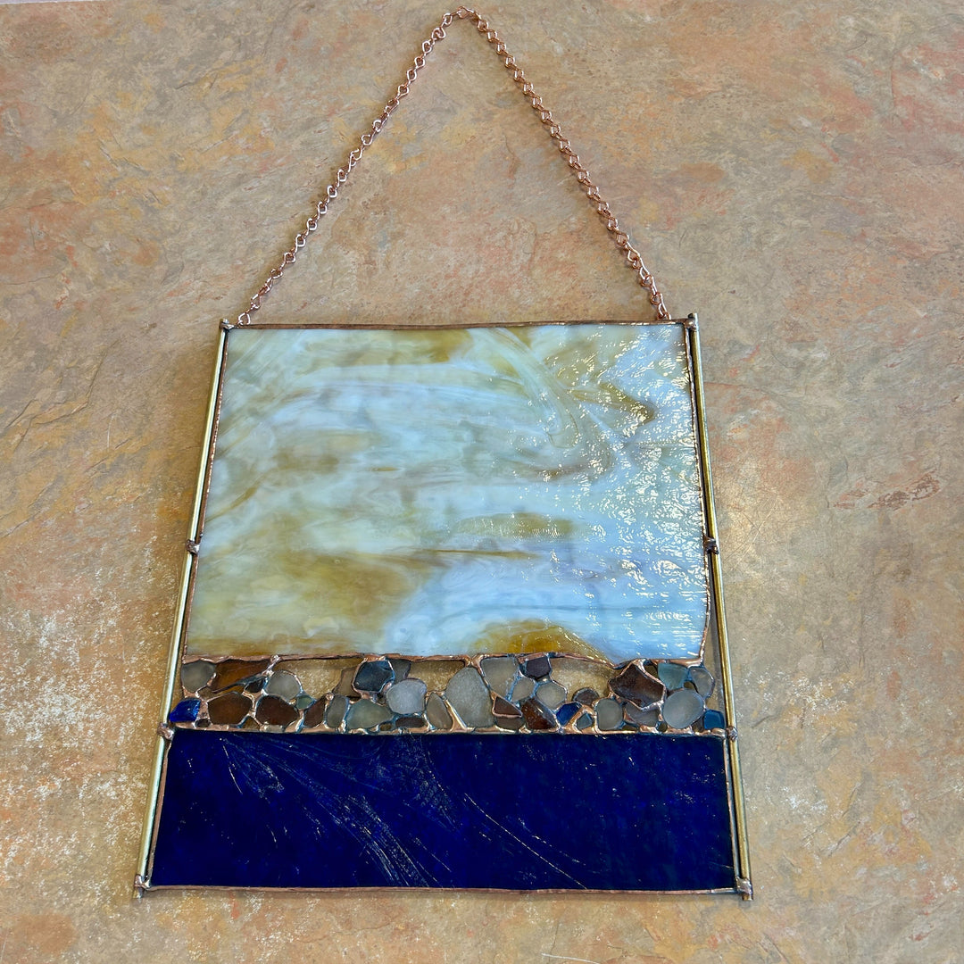 Blue + Amber Beach Glass Panel