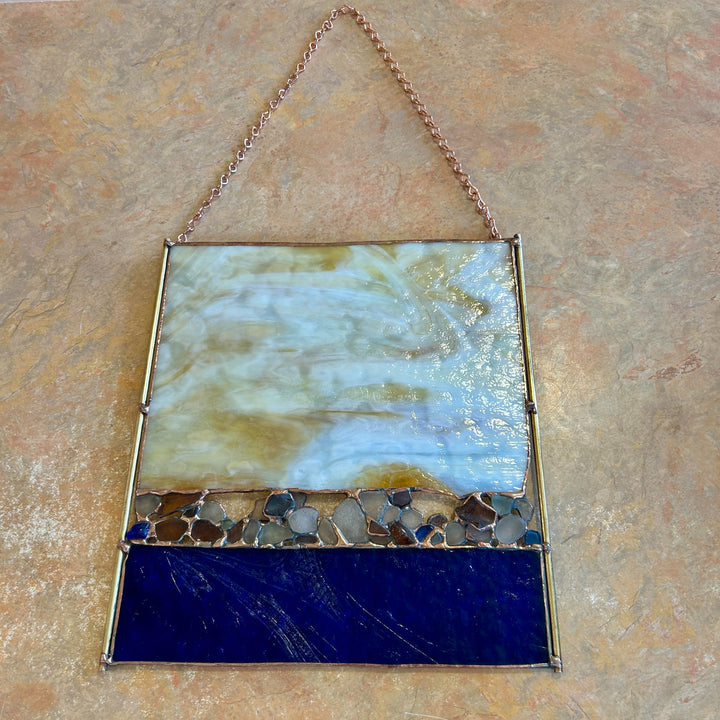 Blue + Amber Beach Glass Panel