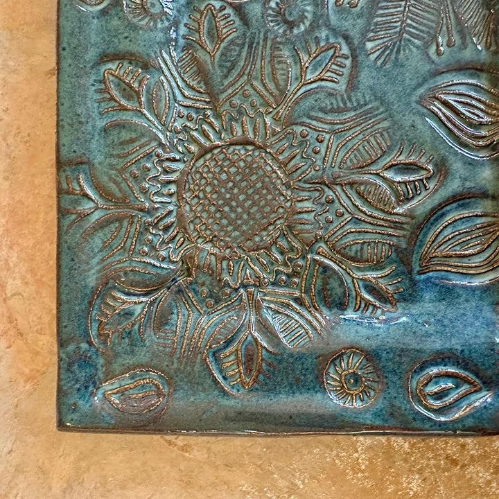 Pressed Pottery Tray Large Green