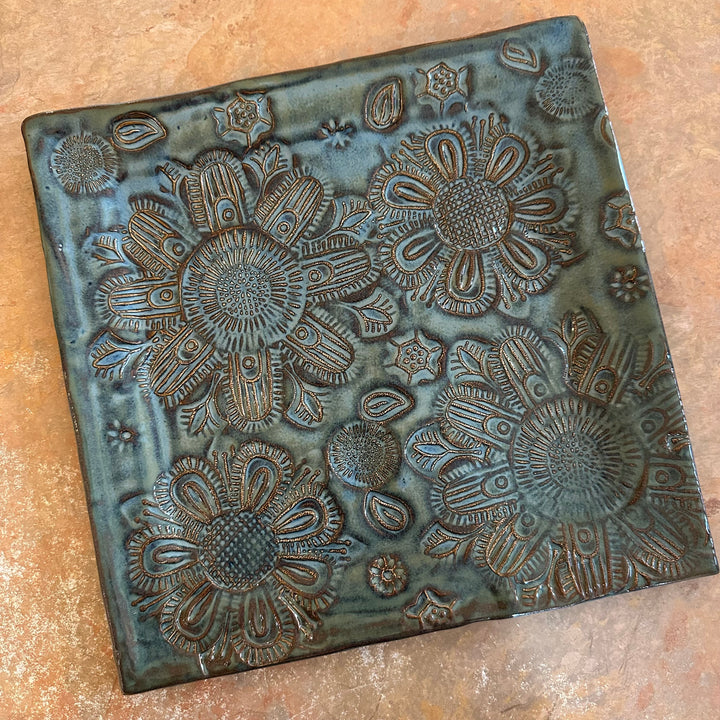 Pressed Pottery Tray Large Green