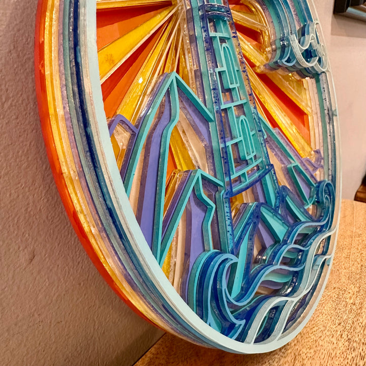 Lighthouse Blue + Orange Layered Acrylic
