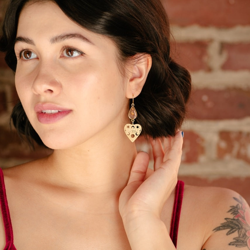 Padma Heart Dangle Earrings