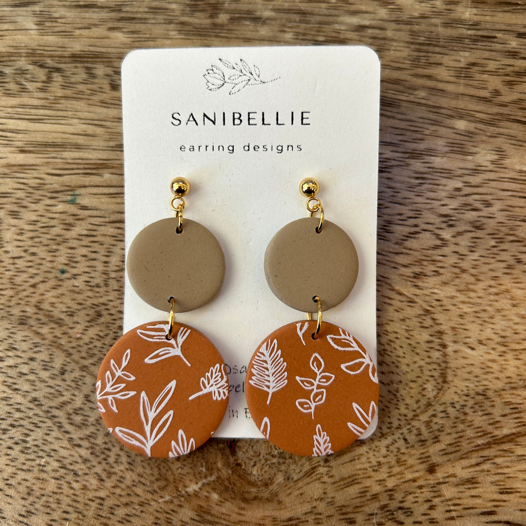 Circles Orange + Tan Earrings