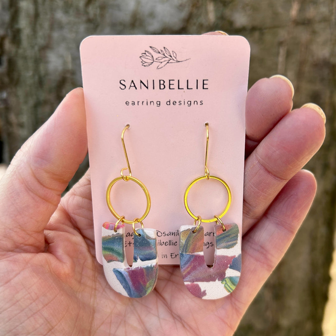 Colorful Terazzo Horseshoe Earrings