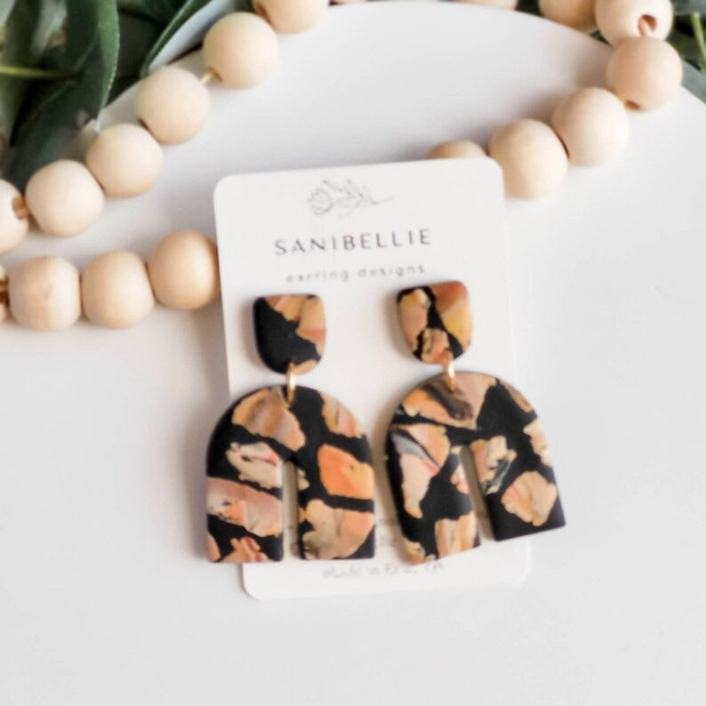 Dark Terrazzo Arch Earrings