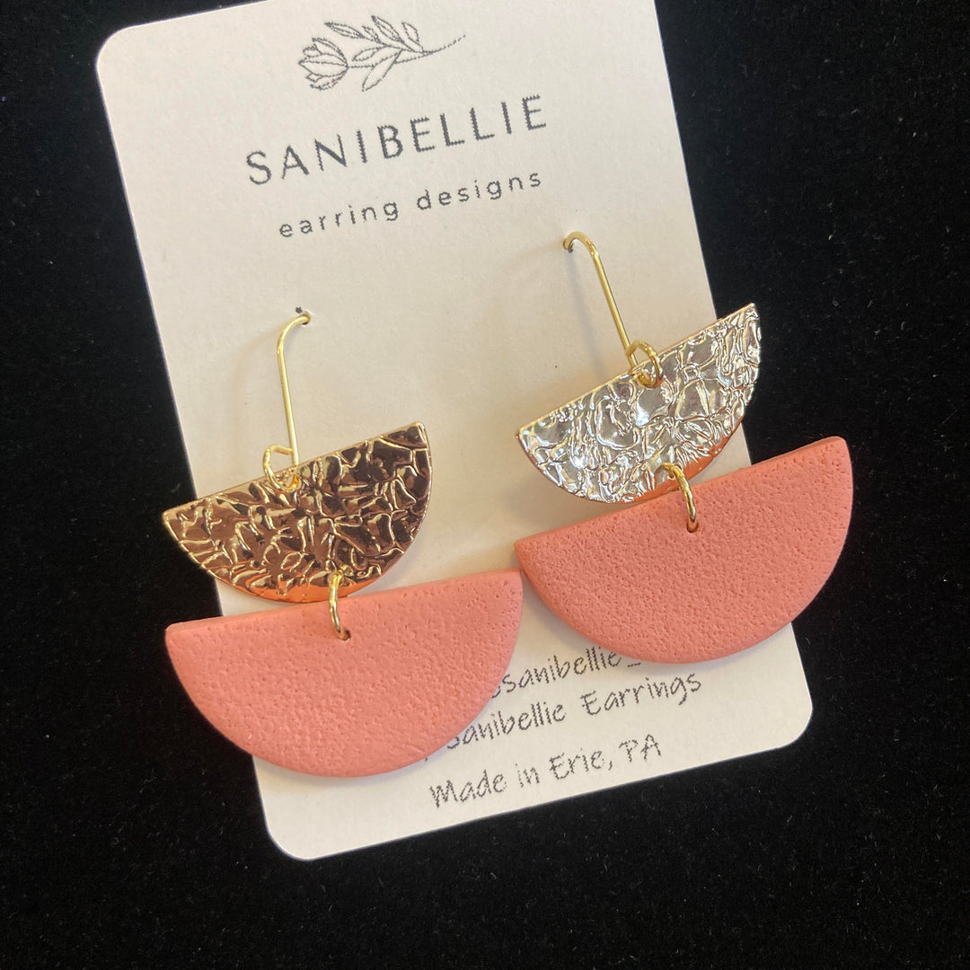 Semi Circle Dangle + Circle Earrings