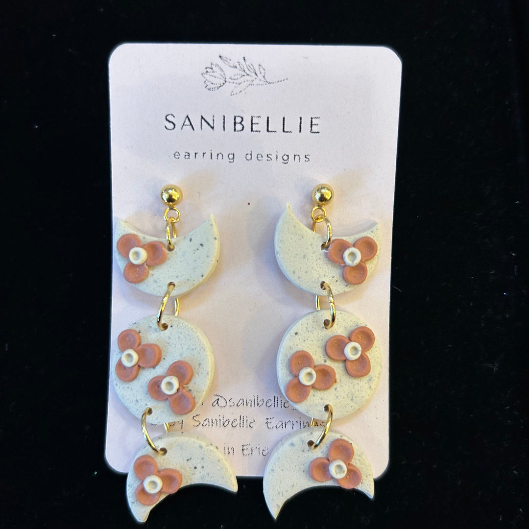 Moon Phase Flowers Earrings