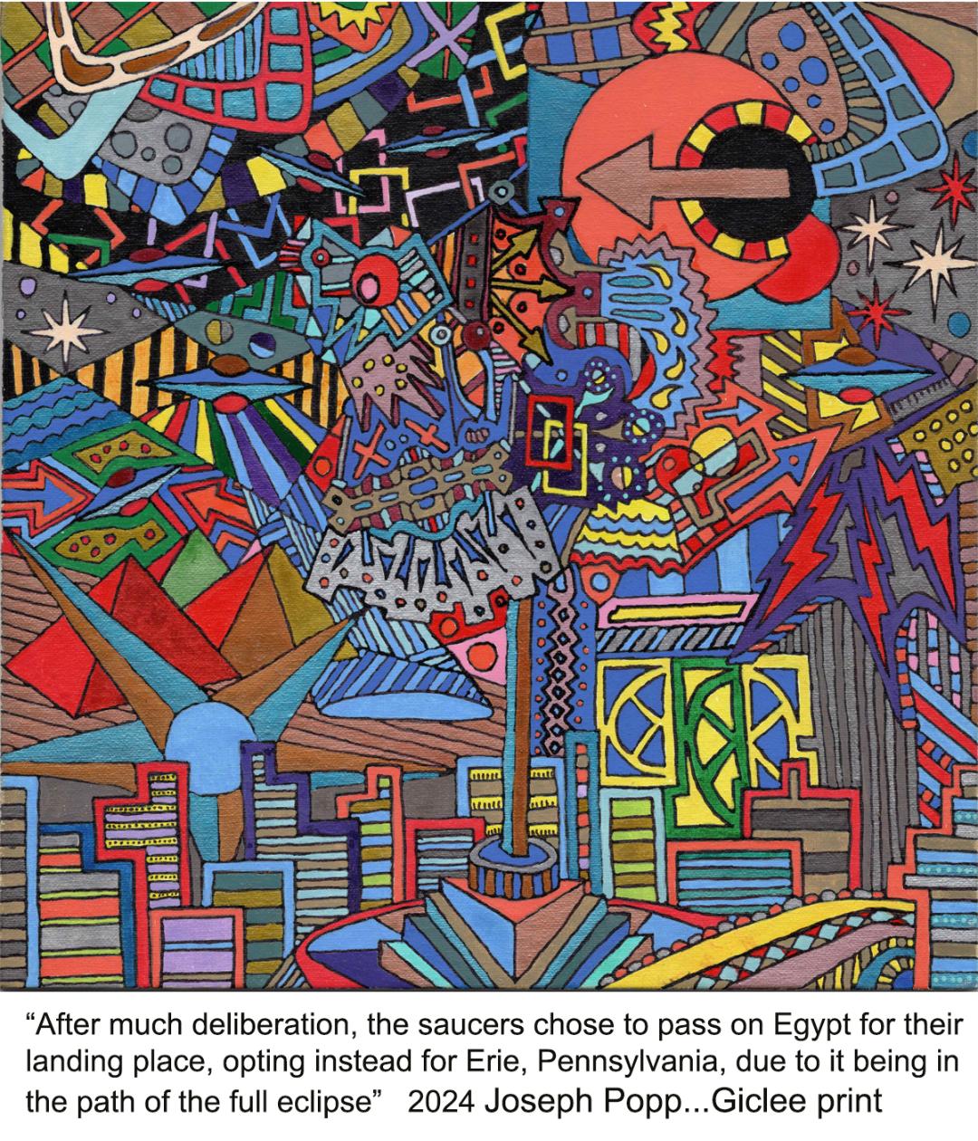 After much deliberation, the saucers chose to pass Egypt for their landing place, opting instead for Erie, Pennsylvaina, due to it being in the path of the full eclipse."