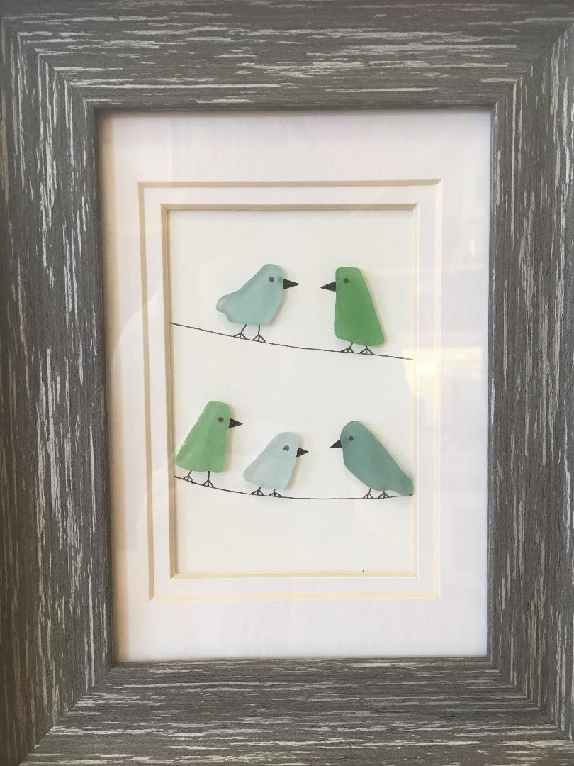 Blue & Green Birds On Wire