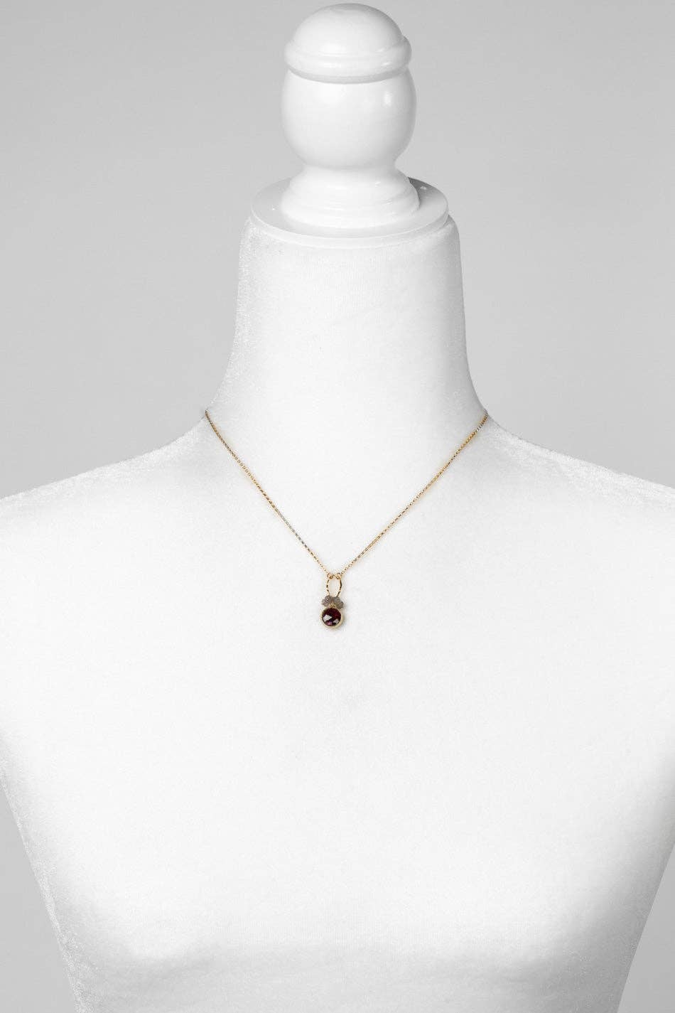 Holly Garnet Coin Shaped Bezel + Labradorite Dangles Necklace