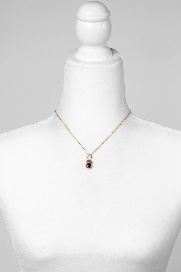 Holly Garnet Coin Shaped Bezel + Labradorite Dangles Necklace