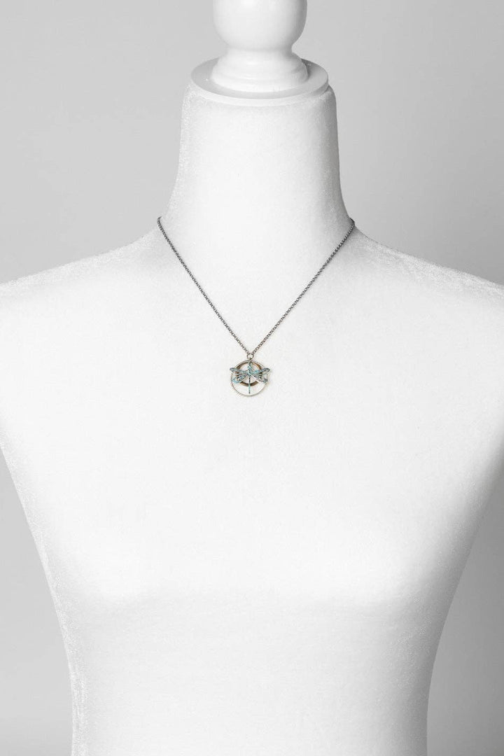 Wisdom Within Small Patina Dragonfly + Hoops Necklace