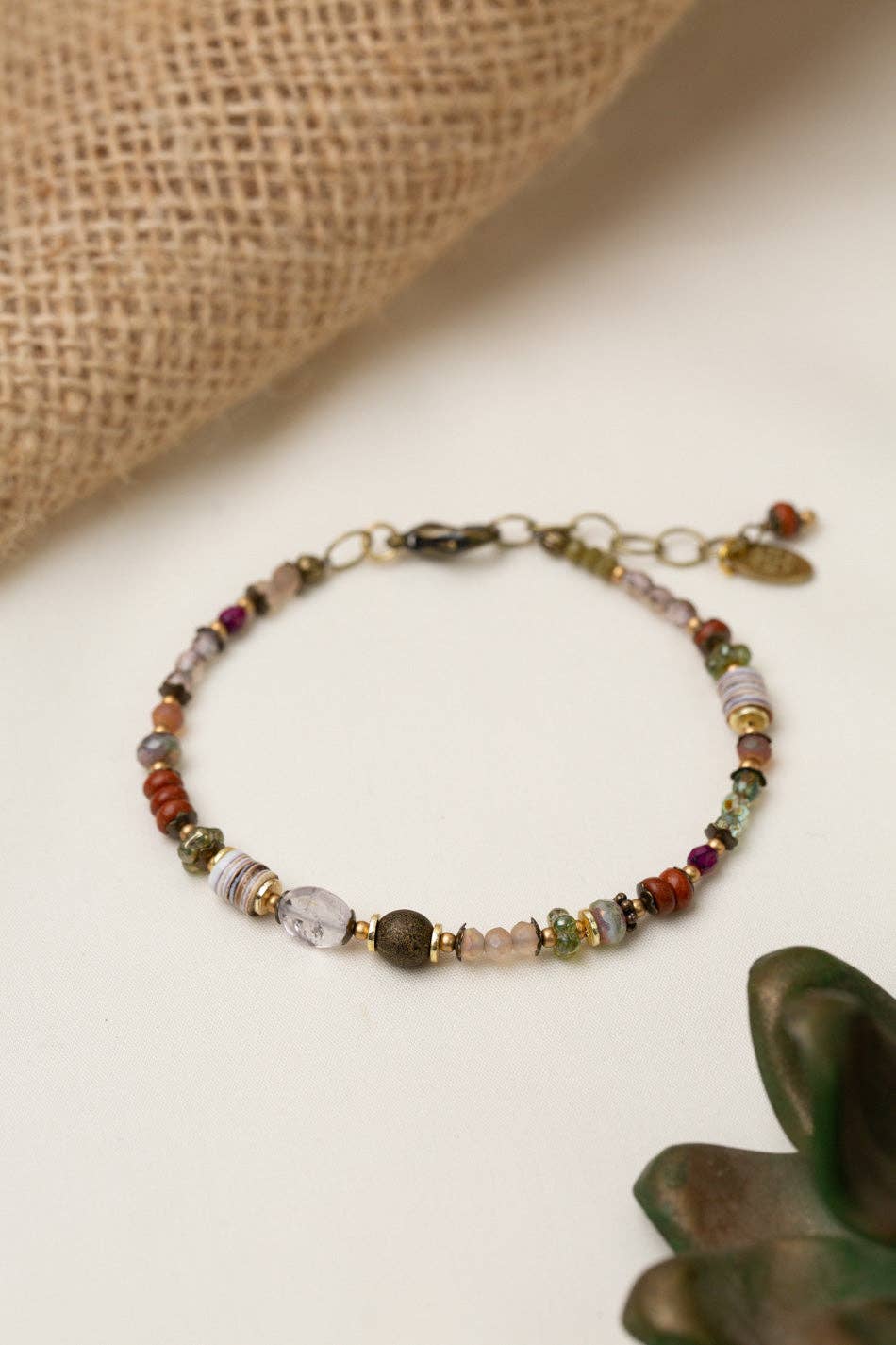 Wildflower Amethyst, Faceted Czech Glass + Shell Bracelet