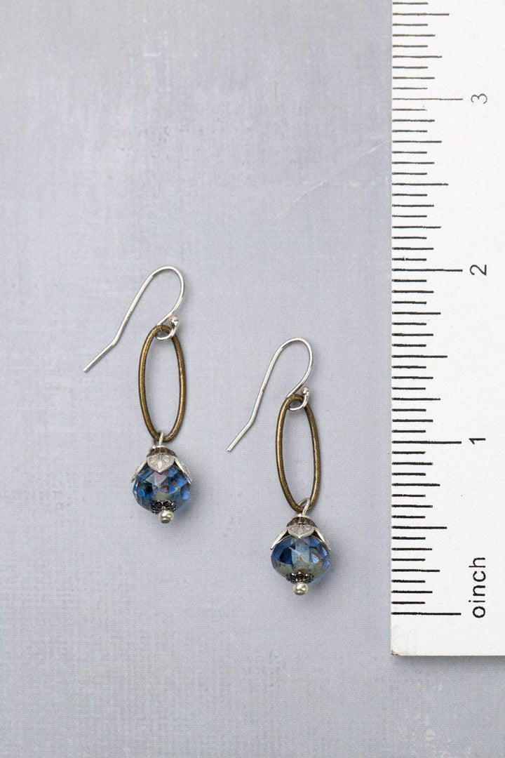 Venetian Dreams Faceted Czech Glass + Antique Silver Plated Brass Flower Petals Earrings