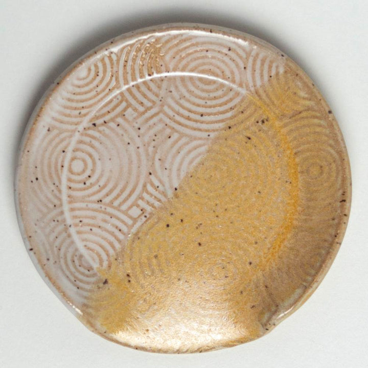Ceramic Spoon Rest White + Peach Spiral