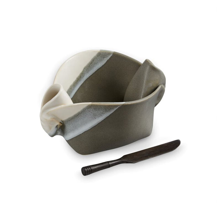 Pinch Pot Grey & White Stripe